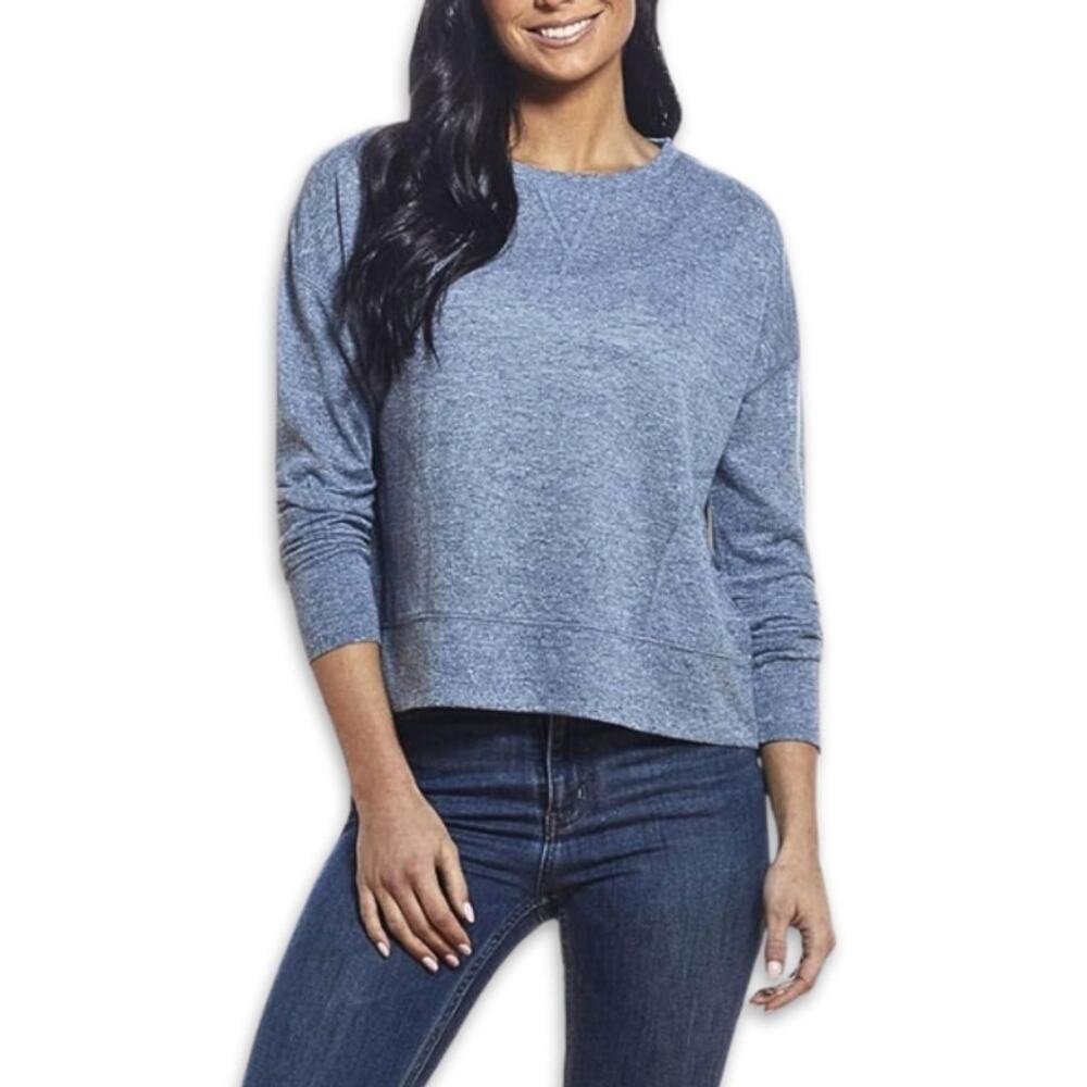 Weatherproof Vintage Texture Melange Sweater Long Sleeve Side Pockets Blue M NWT